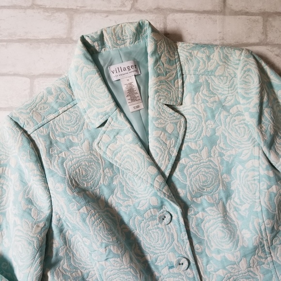 Villager Floral Jacquard Blazer Sea Foam Ivory 10 - Picture 3 of 8